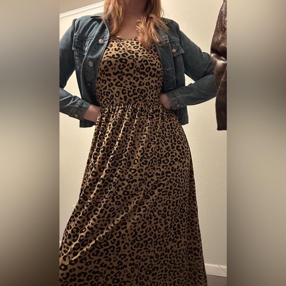 Kate Mallory Leopard Maxi Dress Animal Print Slinky GUC L
